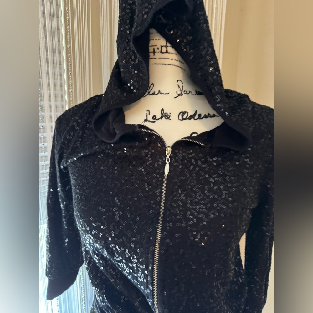 Black sequin hoodie sweater